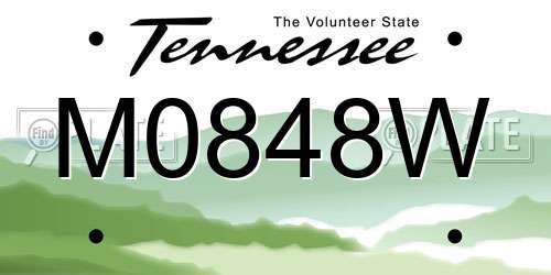 M0848W Tennessee License Plate