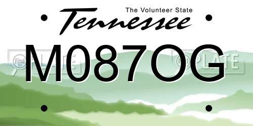 M087OG Tennessee License Plate