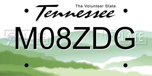 M08ZDG Tennessee License Plate