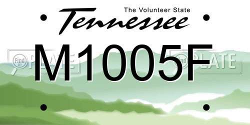 M1005F Tennessee License Plate