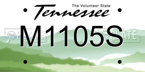 M1105S Tennessee License Plate