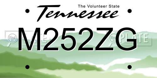 M252ZG Tennessee License Plate