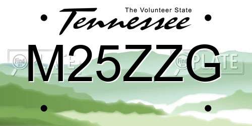 M25ZZG Tennessee License Plate