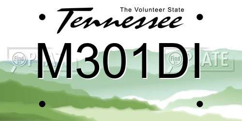 M301DI Tennessee License Plate