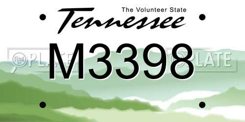 M3398 Tennessee License Plate