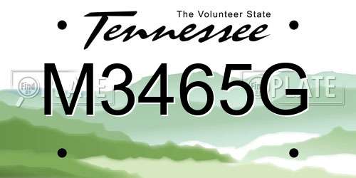 M3465G Tennessee License Plate