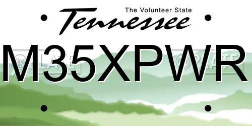 M35XPWR Tennessee License Plate