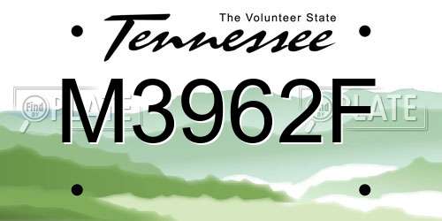 M3962F Tennessee License Plate