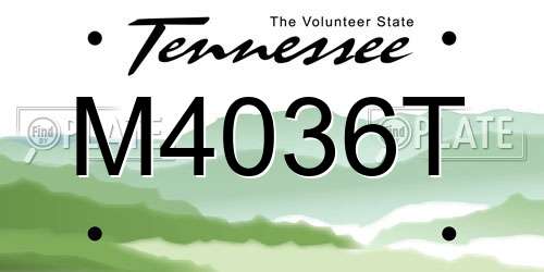 M4036T Tennessee License Plate