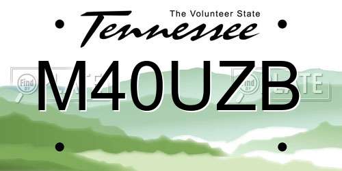 M40UZB Tennessee License Plate
