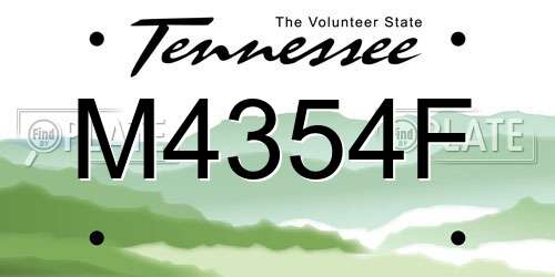 M4354F Tennessee License Plate