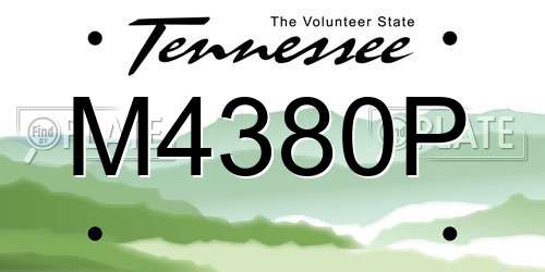 M4380P Tennessee License Plate