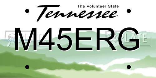M45ERG Tennessee License Plate