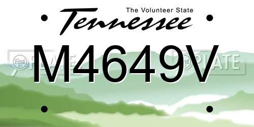 M4649V Tennessee License Plate