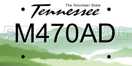 M470AD Tennessee License Plate