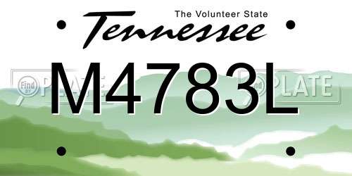 M4783L Tennessee License Plate