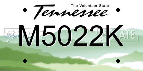M5022K Tennessee License Plate