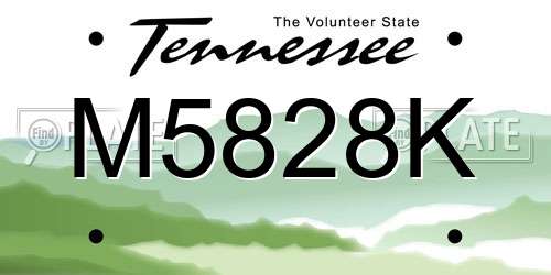 M5828K Tennessee License Plate