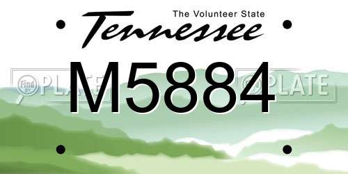 M5884 Tennessee License Plate