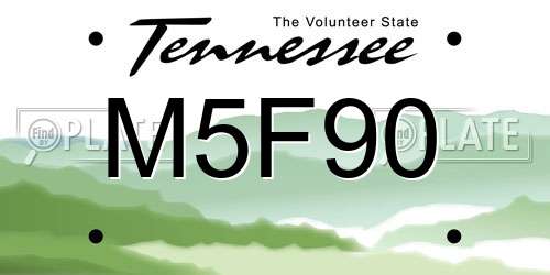 M5F90 Tennessee License Plate