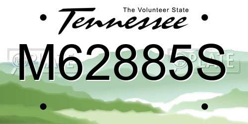 M62885S Tennessee License Plate