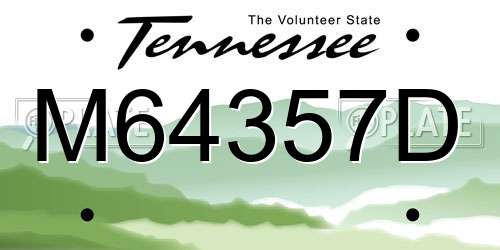M64357D Tennessee License Plate