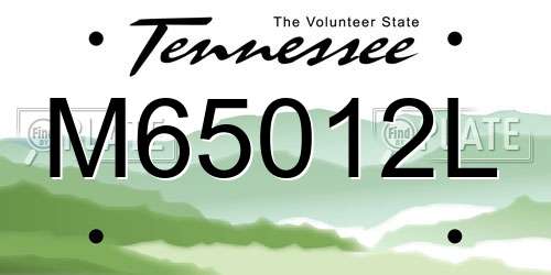 M65012L Tennessee License Plate