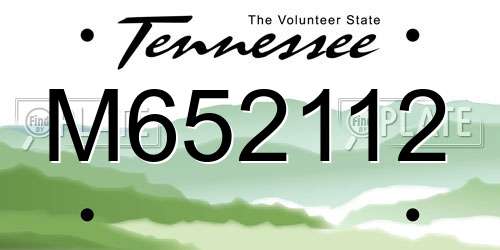 M652112 Tennessee License Plate