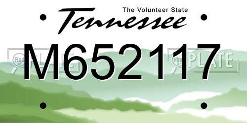 M652117 Tennessee License Plate