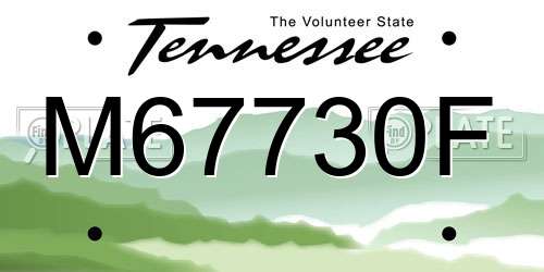 M67730F Tennessee License Plate
