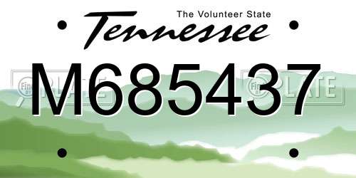 M685437 Tennessee License Plate