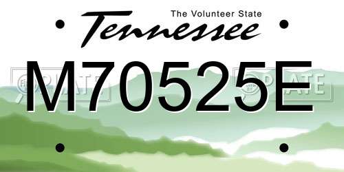 M70525E Tennessee License Plate