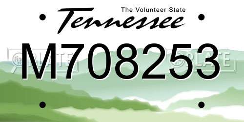M708253 Tennessee License Plate