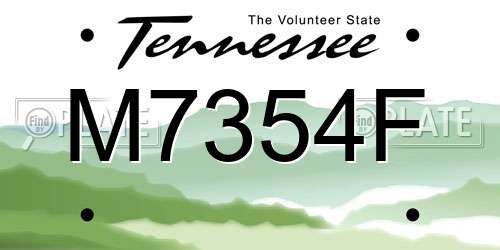 M7354F Tennessee License Plate