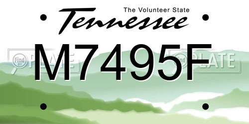 M7495F Tennessee License Plate