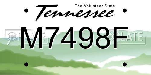 M7498F Tennessee License Plate