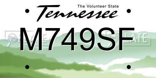 M749SF Tennessee License Plate