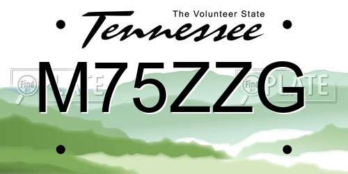 M75ZZG Tennessee License Plate