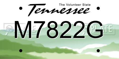 M7822G Tennessee License Plate