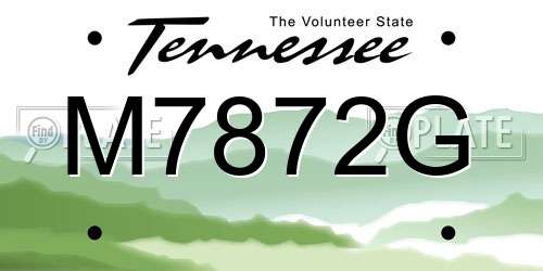 M7872G Tennessee License Plate