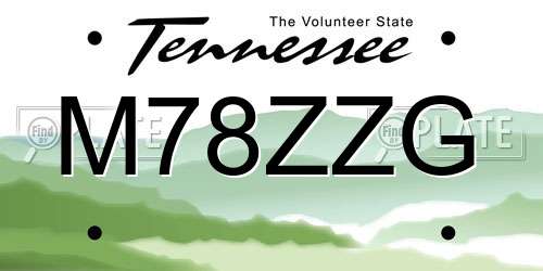 M78ZZG Tennessee License Plate