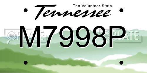 M7998P Tennessee License Plate