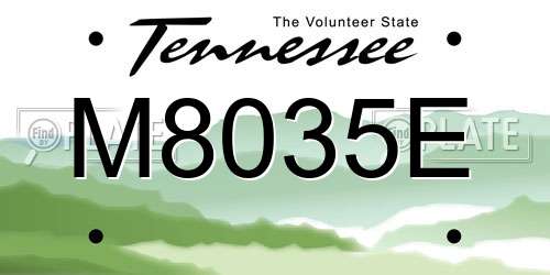 M8035E Tennessee License Plate