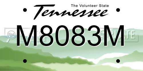 M8083M Tennessee License Plate