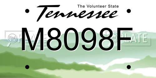 M8098F Tennessee License Plate