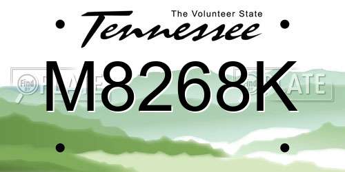 M8268K Tennessee License Plate