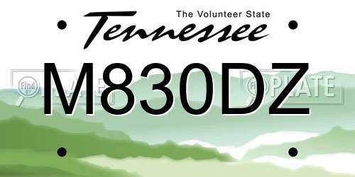 M830DZ Tennessee License Plate