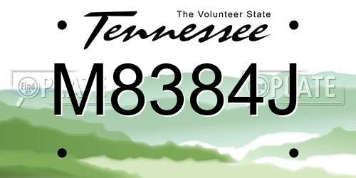 M8384J Tennessee License Plate