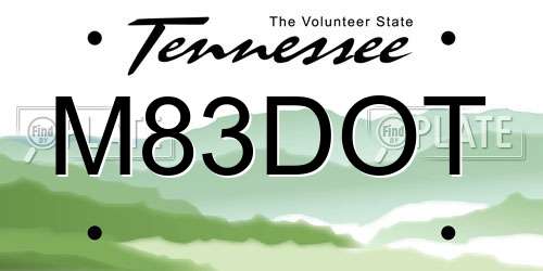 M83DOT Tennessee License Plate