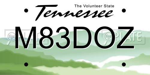 M83DOZ Tennessee License Plate